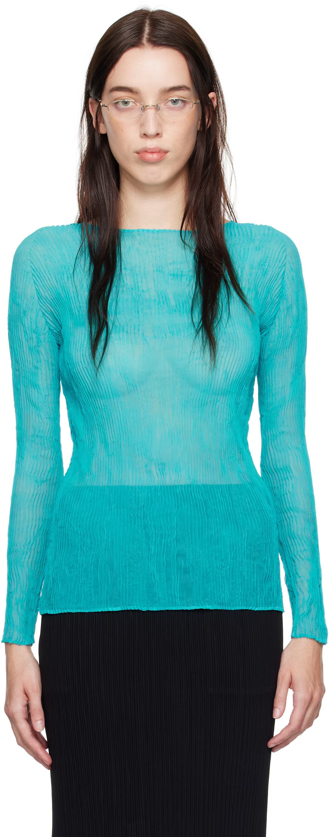 Blue Chiffon Twist 2 T-shirt | SSENSE