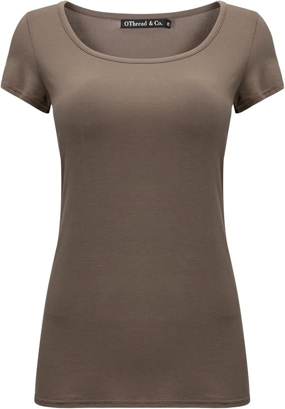 OThread & Co. Women's Short Sleeve T-Shirt Scoop Neck Basic Layer Stretchy Shirts | Amazon (US)