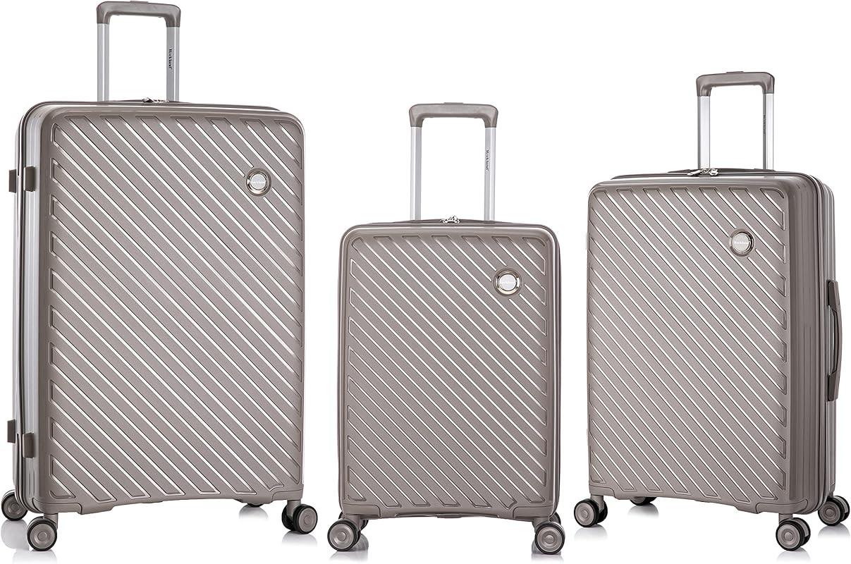 Rockland Prague Hardside Luggage with Spinner Wheels, Silver, 3-Piece Set (20/24/28) | Amazon (US)