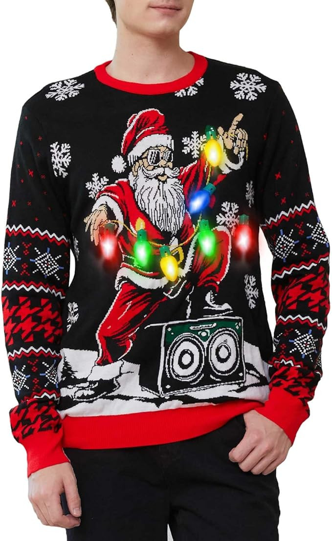 Goodstoworld Light Up Ugly Christmas Sweater for Men Women Funny LED Knitted Sweaters | Amazon (US)
