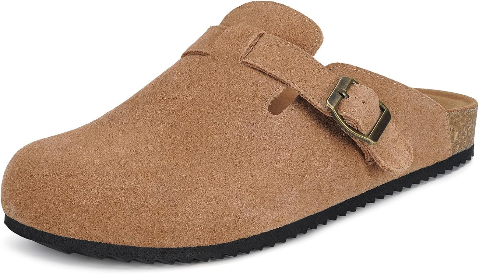 Intini Womens Suede Clogs Mens Leather Mules Cork Footbed Sandals with Arch Support | Amazon (US)