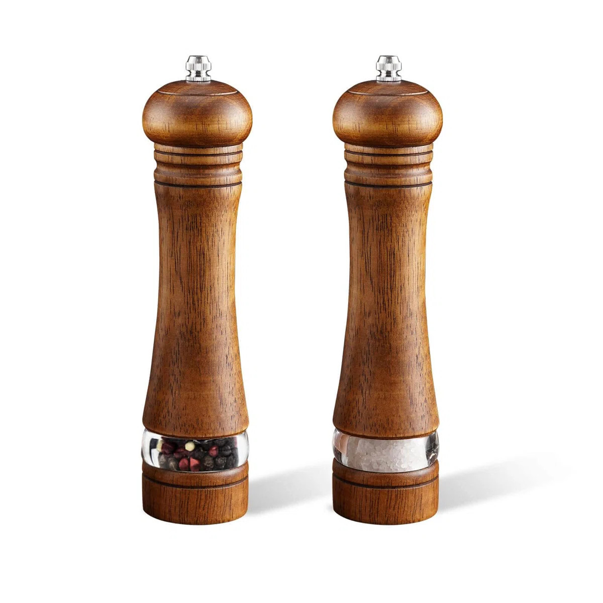 2-Piece Salt And Pepper Grinder Set, 8 Inch Wooden Salt And Pepper Mills With Adjustable Coarsene... | Wayfair North America
