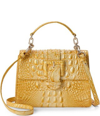 BRAHMIN Melbourne Collection Hallie Lemon Drop Buckled Top Handle Satchel Bag | Dillard's | Dillard's