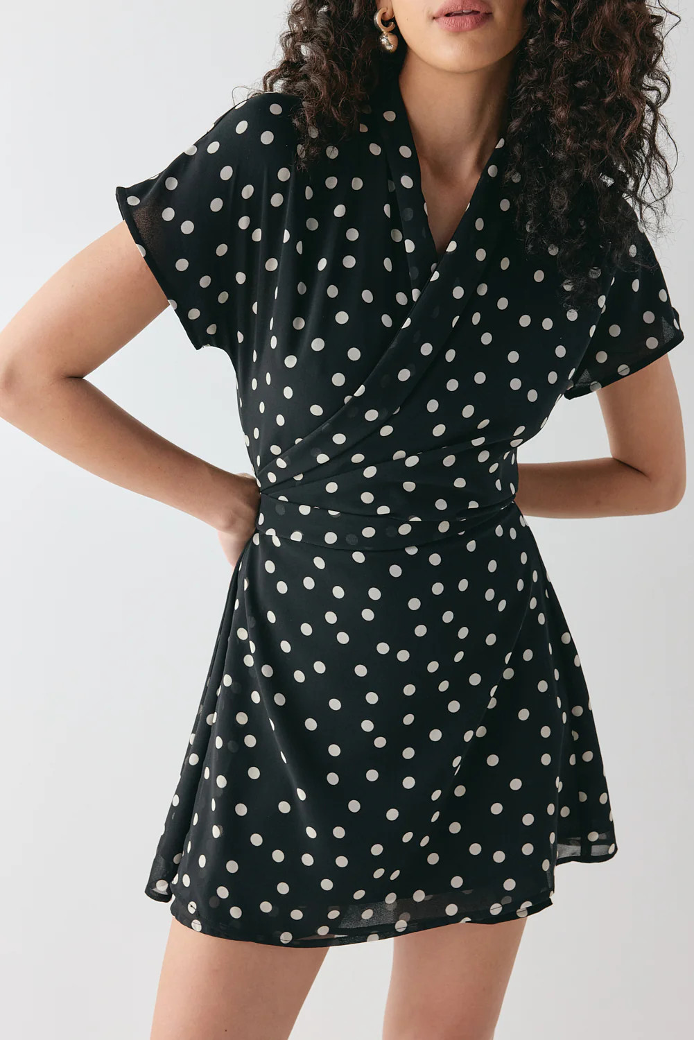 Salma Wrap Mini Dress Polka Dot | VRG Grl
