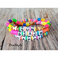 Heishi Bead Bracelet 24K Gold Plated, Colorful Summer Jewelry | Etsy (US)