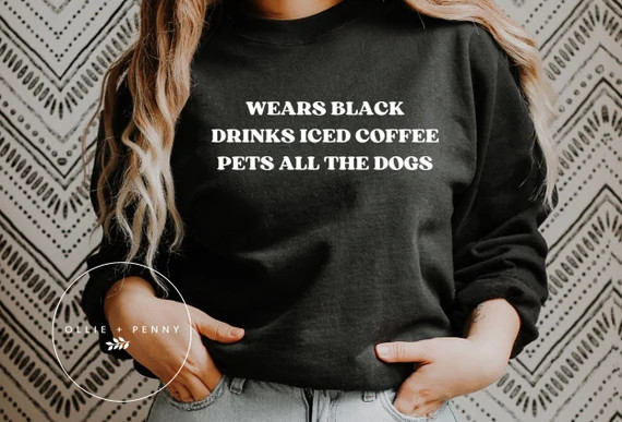 Iced Coffee Dogs Wears Black Sweatshirt  Graphic | Etsy | Etsy (US)