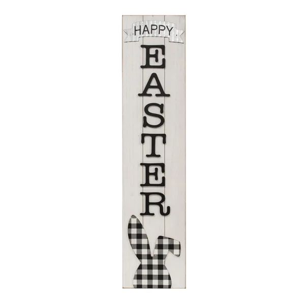 Buffalo Check Bunny Happy Easter Sign with Easel | Wayfair North America