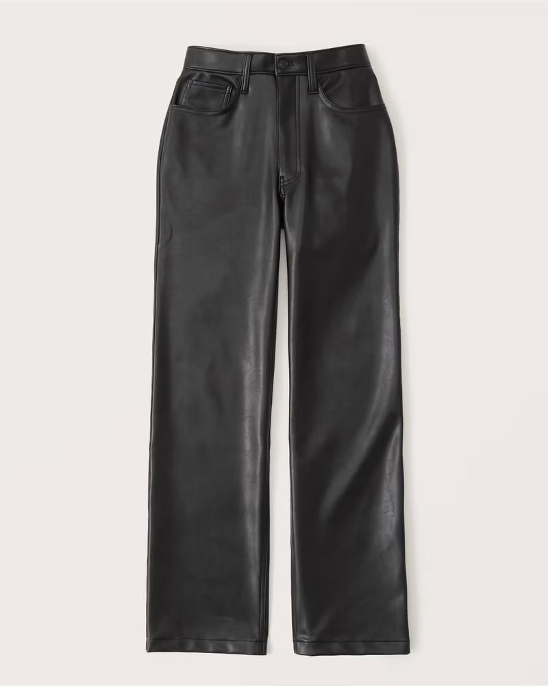 Abercrombie & Fitch Women's Curve Love Vegan Leather 90s Relaxed Pant in Black - Size 24S | Abercrombie & Fitch (US)