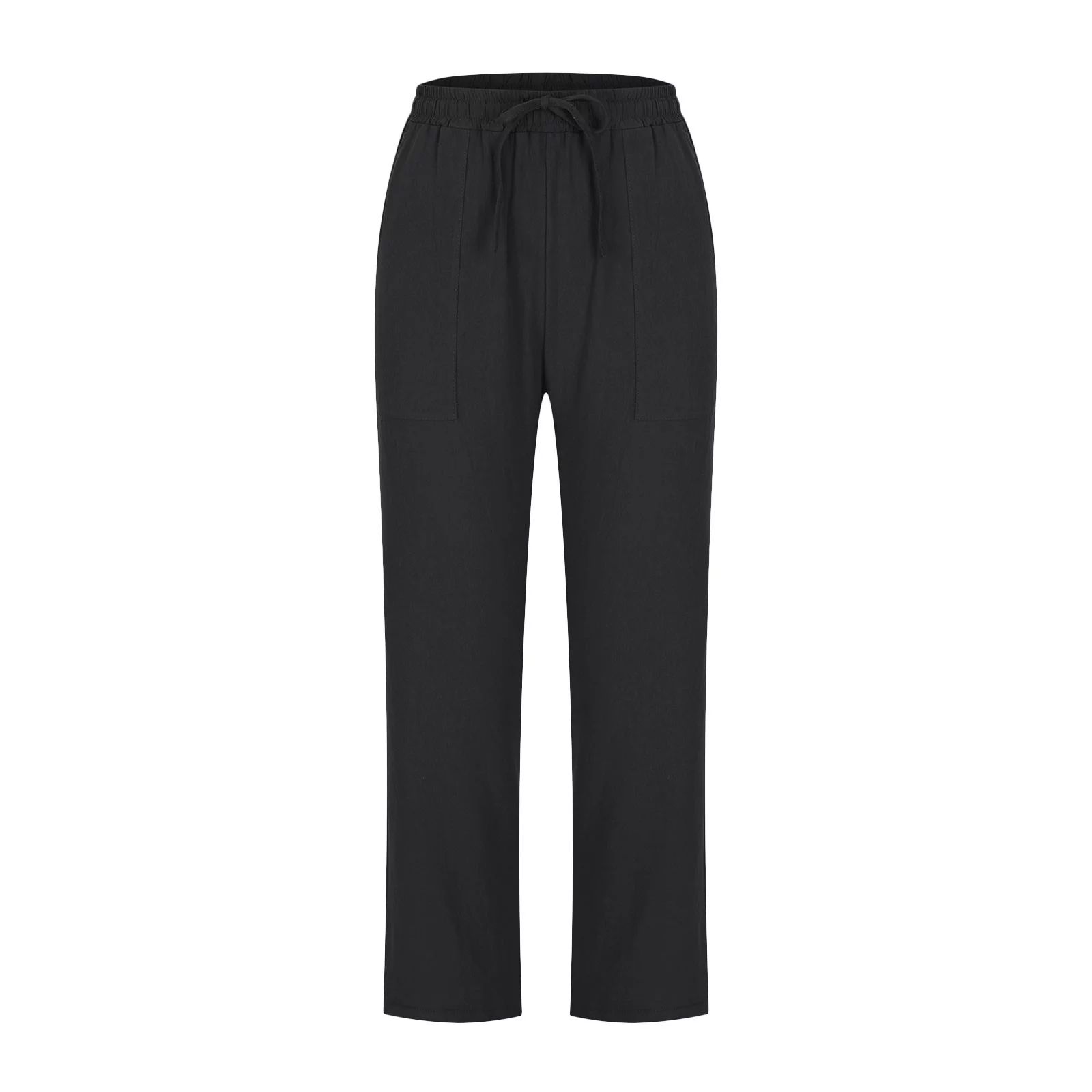 Mrat Full Length Pants Womens Casual Loose Pants Ladies Solid Cotton Linen Ankle-Length Pants Pok... | Walmart (US)