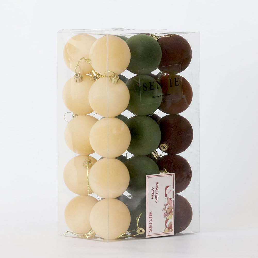 Senjie Velvet Christmas Balls Flocked Christmas Tree 2.36inch Ornaments 30Pcs Multicolor Plastic ... | Amazon (US)