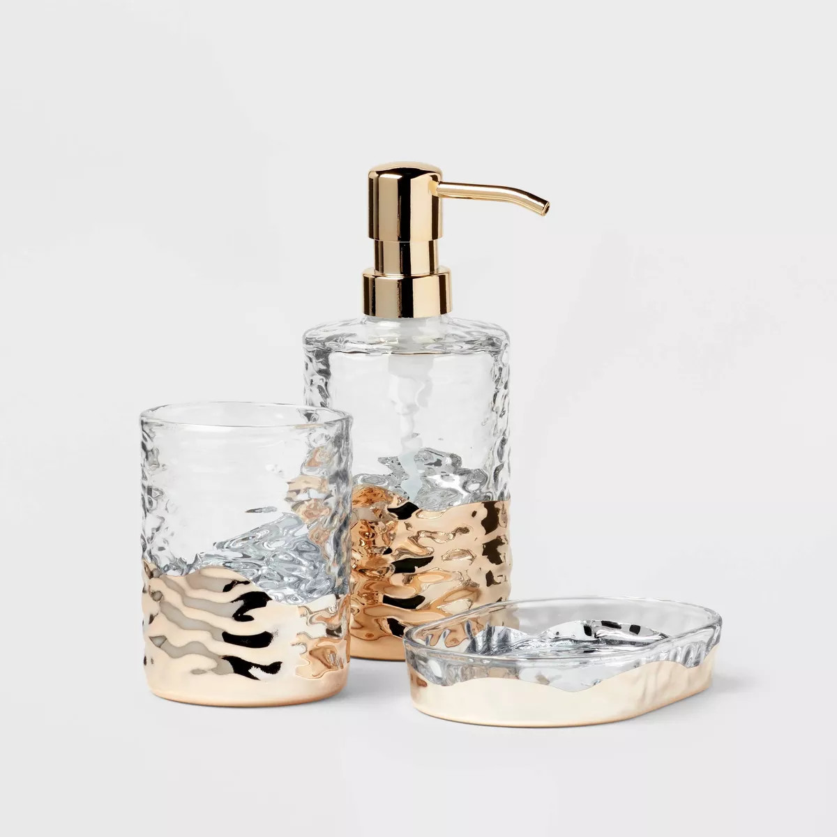 3pc Luxe Coordinate Bath Bundle Set - Threshold™: Elegant Glass Ensemble with Tumbler, Dish | Target