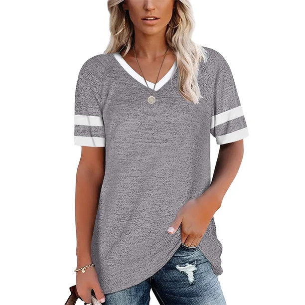 Women's Casual Loose V-neck Waist T-shirt | Walmart (US)