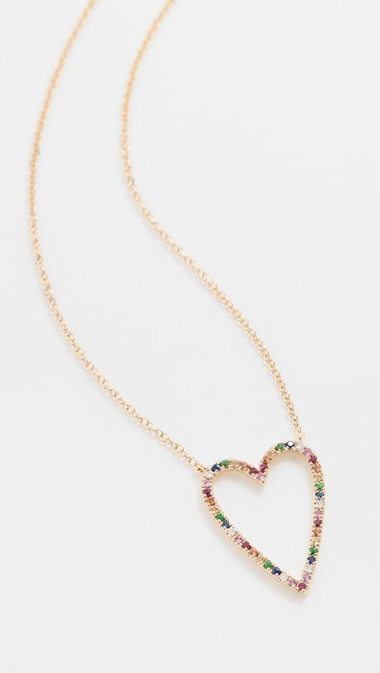 Stephanie Gottlieb Rainbow Pave Heart Shaped Outline Neckla | SHOPBOP | Shopbop