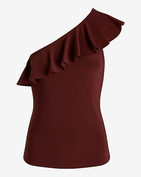 Fitted One Shoulder Ruffle Tank | Express