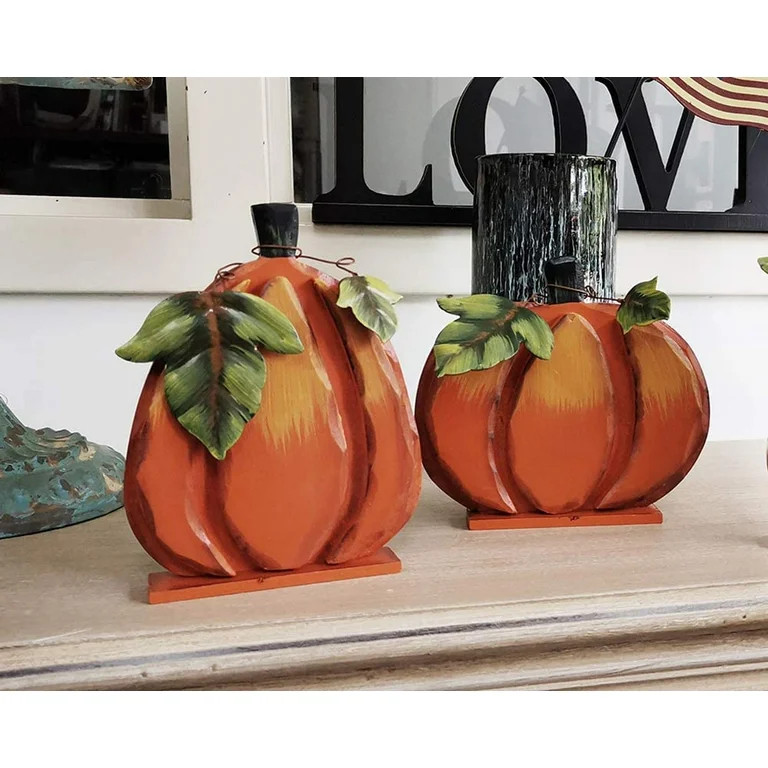 Wooden Pumpkin Harvest Fall Decor Thanksgiving Halloween Indoor Table Top Decor Free Standing Pum... | Walmart (US)