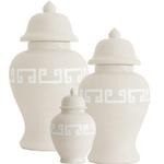 Beige Greek Key Ginger Jars | Lo Home by Lauren Haskell Designs