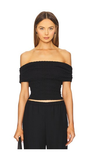 ASTR the Label Off Shoulder Textured Knit Top in Black. - size M | Revolve Clothing (Global)