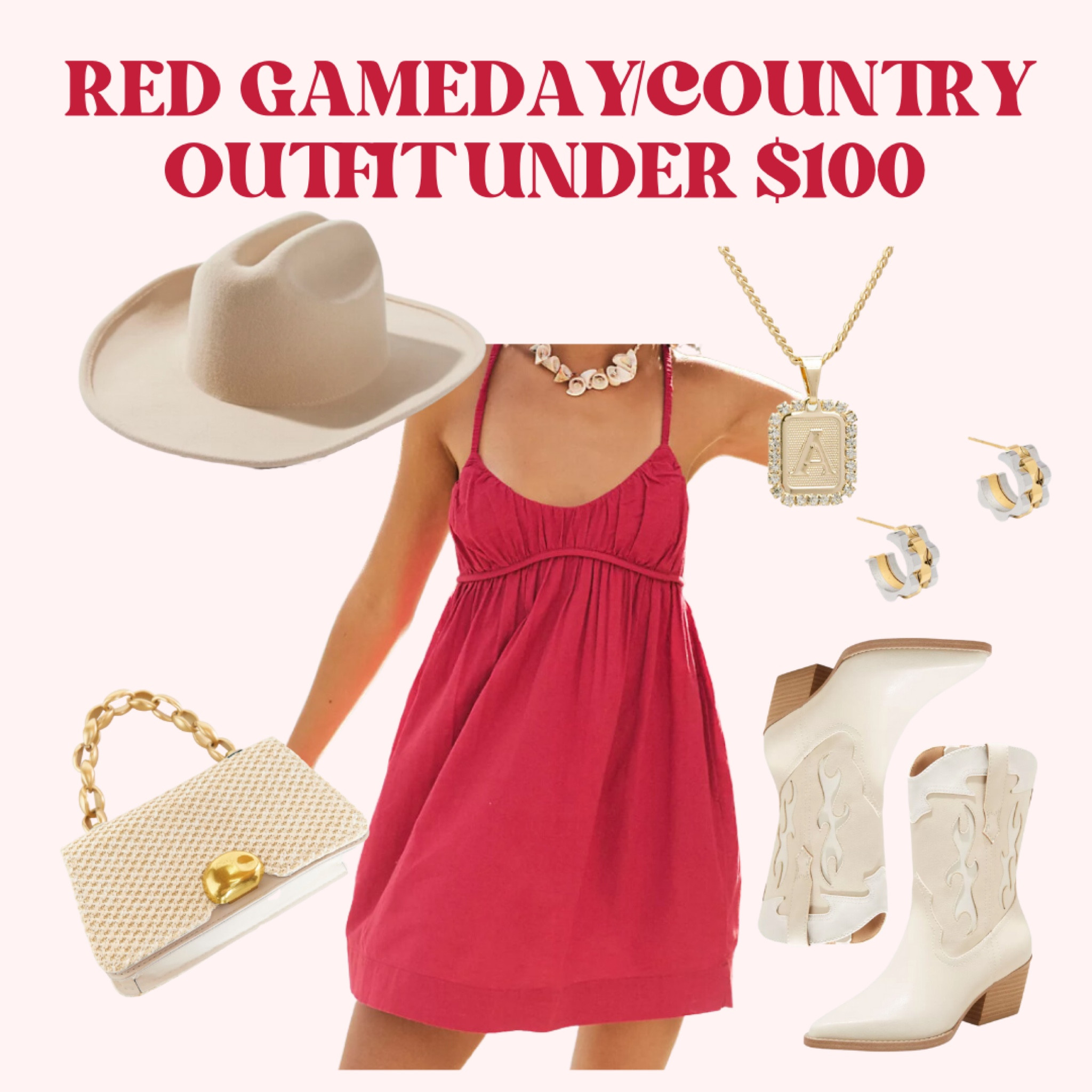 Red western country outfit 🤠💌👢 free people dress and cowboy hat on sale! Country concert, game day, college game day, fall fashion 

#LTKstyletip #LTKFind #LTKunder100