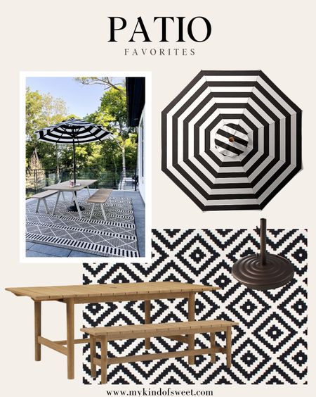 Get this patio look with my favorite black and white stripe umbrella, table and bench set. Add this geometric rug to complete the look.

#LTKhome #LTKSeasonal #LTKstyletip