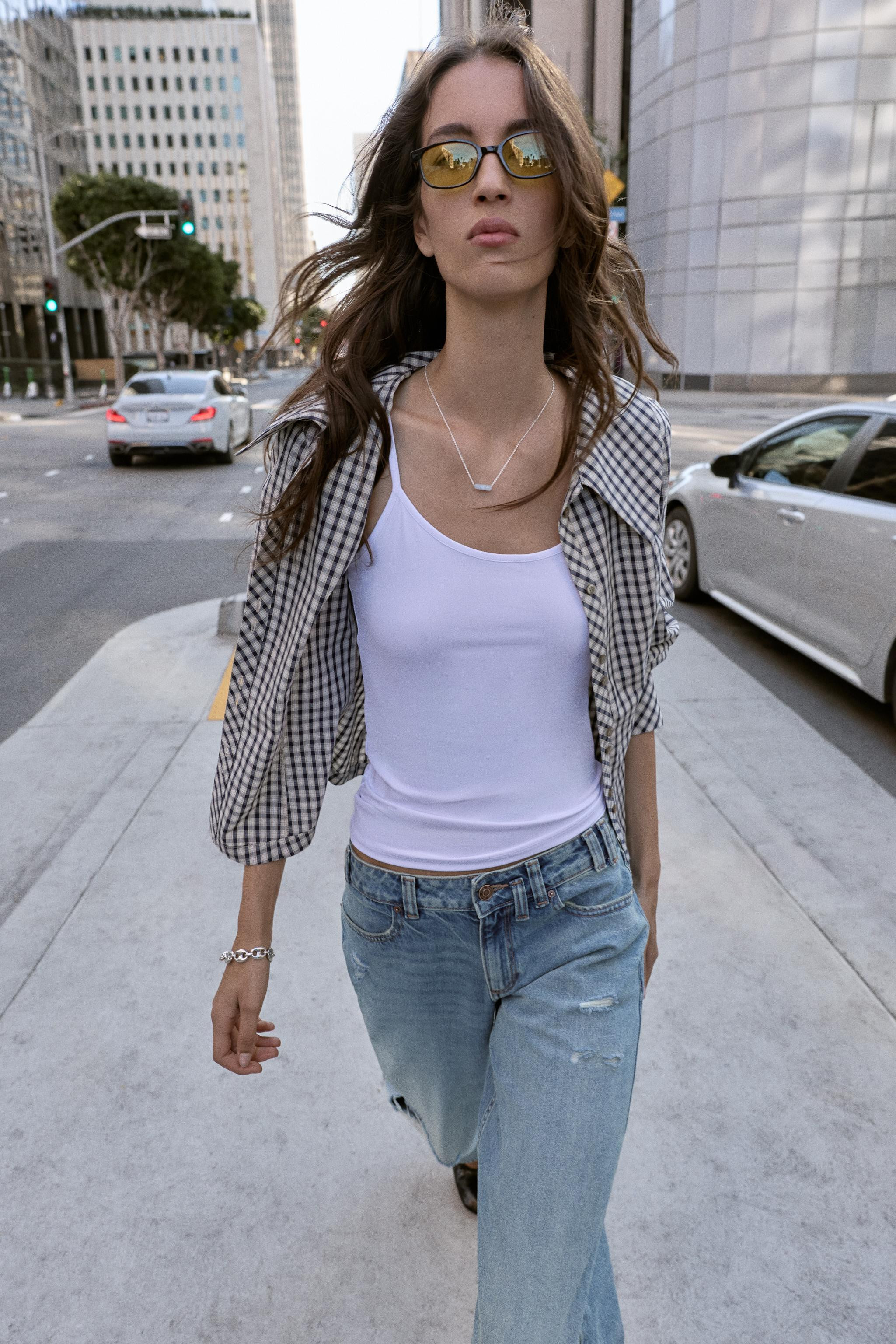 CHECK SHIRT WITH PETER PAN COLLAR | Zara UK