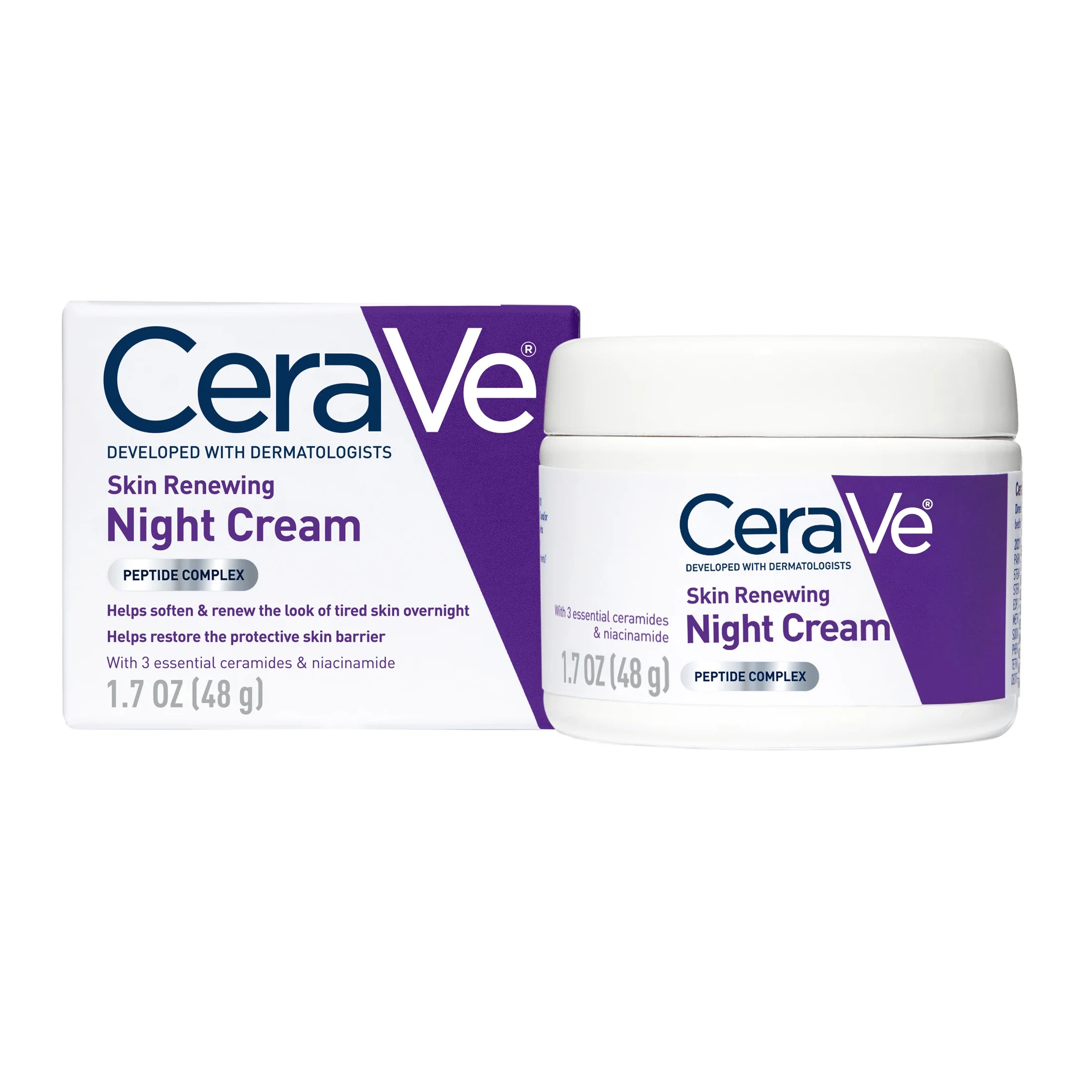 CeraVe Skin Renewing Face Night Cream with Peptide Complex & Hyaluronic Acid for All Skin Types, ... | Walmart (US)