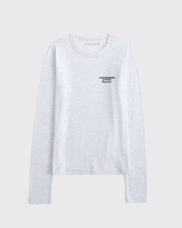 Women's Long-Sleeve Brushed Logo Tee | Women's New Arrivals | Abercrombie.com | Abercrombie & Fitch (UK)