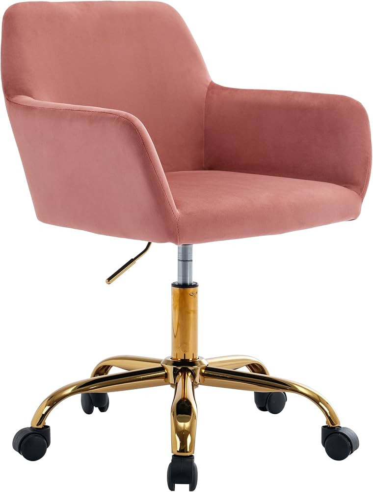 KCC Velvet Office Desk Chair, Comfy Swivel Modern Leisure Armchair with Wheels, Upholstered Comfy... | Amazon (US)