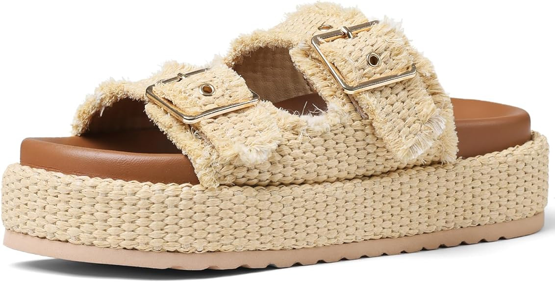 mikarka Sandalias de plataforma de rafia para mujer 2025: sandalias para mujer cómodas - Sandali... | Amazon (US)