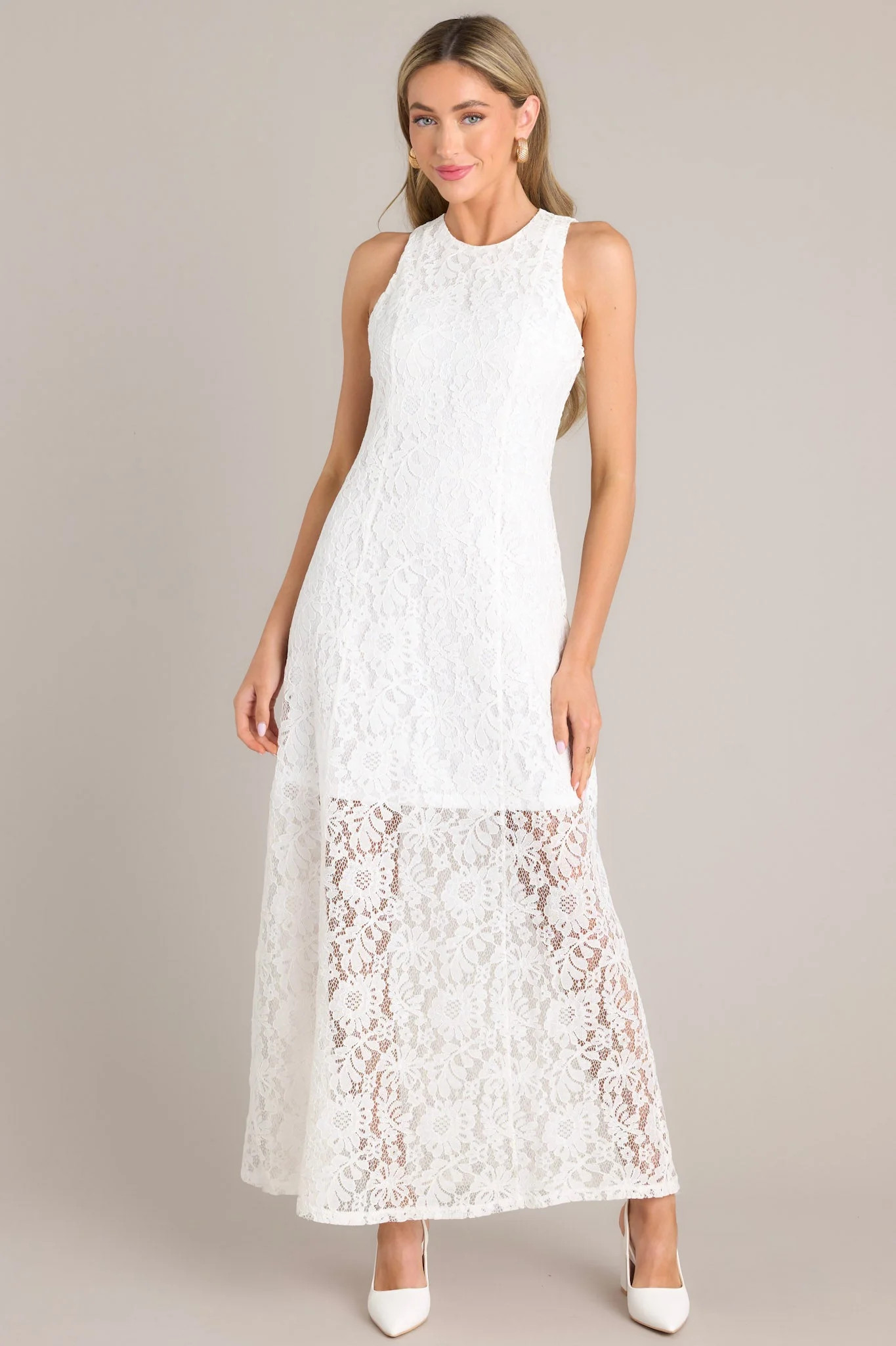 Irresistible Charm White Lace Maxi Dress | Red Dress