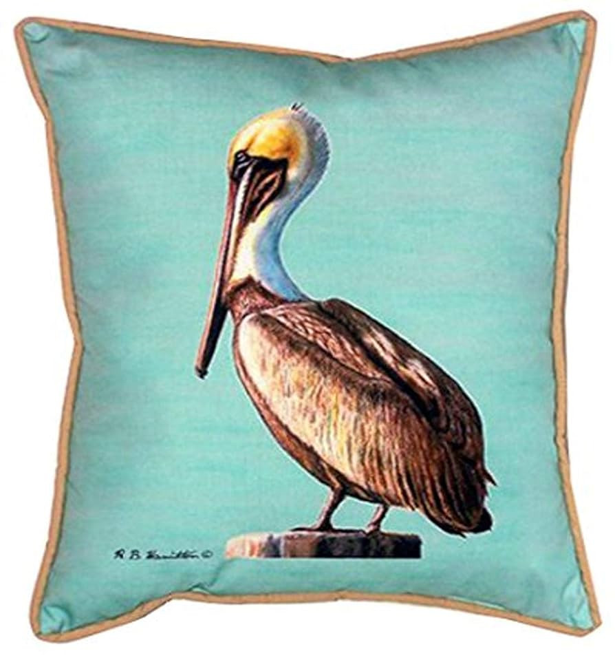 Betsy Drake Pelican Indoor/Outdoor Pillow, 16" x 20", Teal | Amazon (US)