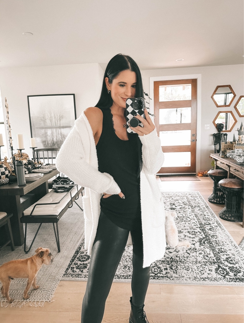 These super soft and cozy cardigans are back in stock and only $19! They come in 4 colors, but grab them quick; they sell out fast.
I wear the size XS.

My faux leather leggings are on sale for $10! If you want the spanx faux leather leggings my code DTKxSPANX will get you 15% off plus free shipping!



#LTKGiftGuide #LTKHoliday #LTKStyleTip