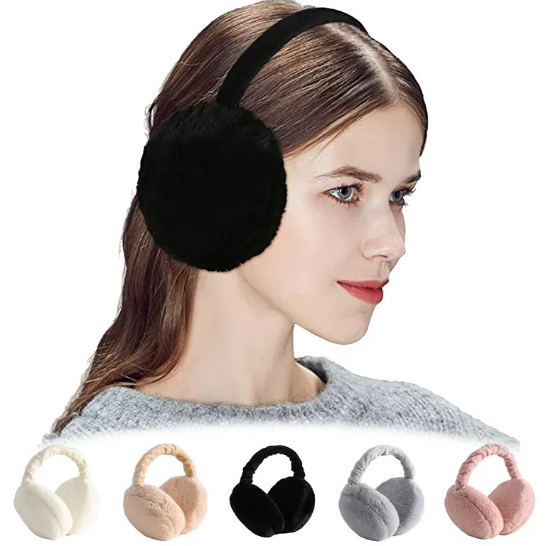 Winter Ear Muffs for Women, Fleece Lining Earmuffs Girl Ski Plush Ear Covers Cute Ear Warmer | Walmart (US)