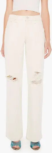 MOTHER The Down Low Spinner Heel Ripped Low Rise Wide Leg Jeans | Nordstrom | Nordstrom