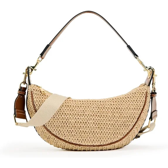 CAILDANL Straw Crossbody Bags for Women Beach Woven Hobo Handbag Summer Chic Crescent Shoulder Pu... | Walmart (US)