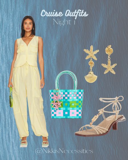 Cruise outfit 
Vacation outfit 
Resort looks 
Cruise vacation 
Revolve revolve looks 
LPA 
Sam Edelman 
Kitten heel 
Sandal heel 
Wood small heel 
Revolve woven bag 
Beach bag 
Amazon finds 
Amazon heels 
Amazon shoes 
Amazon jewelry 
Shell earrings 
Hold earrings 
Statement earrings 
Tropical earrings 

#LTKSeasonal #LTKtravel #LTKstyletip