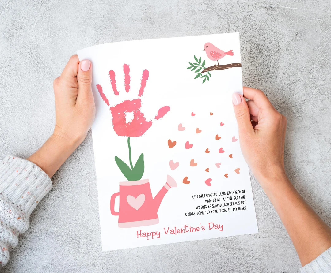 Valentine Handprint Art Instant Download. Printable Valentine's Day Gift From Kids. Preschool Val... | Etsy (US)