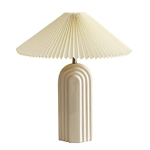 PUFEIDS Living Room Table lamp Modern Table lamp with TC Fabric lampshade Bedroom Study lamp Retro Table lamp Ceramic lamp Bedside lamp (Cream Color) | Amazon (US)