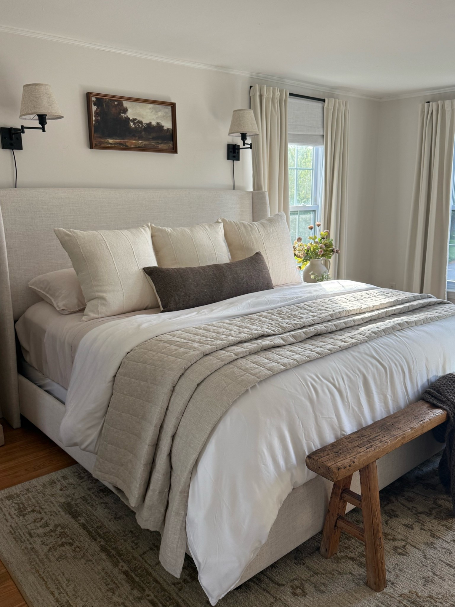 A simple pillow refresh gave our bedroom a more neutral, organic feel 🤍 the texture and toes blended into the space perfectly. 
#pillow #bedroom

#LTKHome