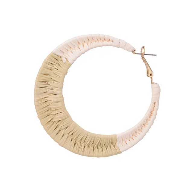 Time and Tru Female Adult Gold-Tone Natural Tone Raffia Hoop Earring | Walmart (US)