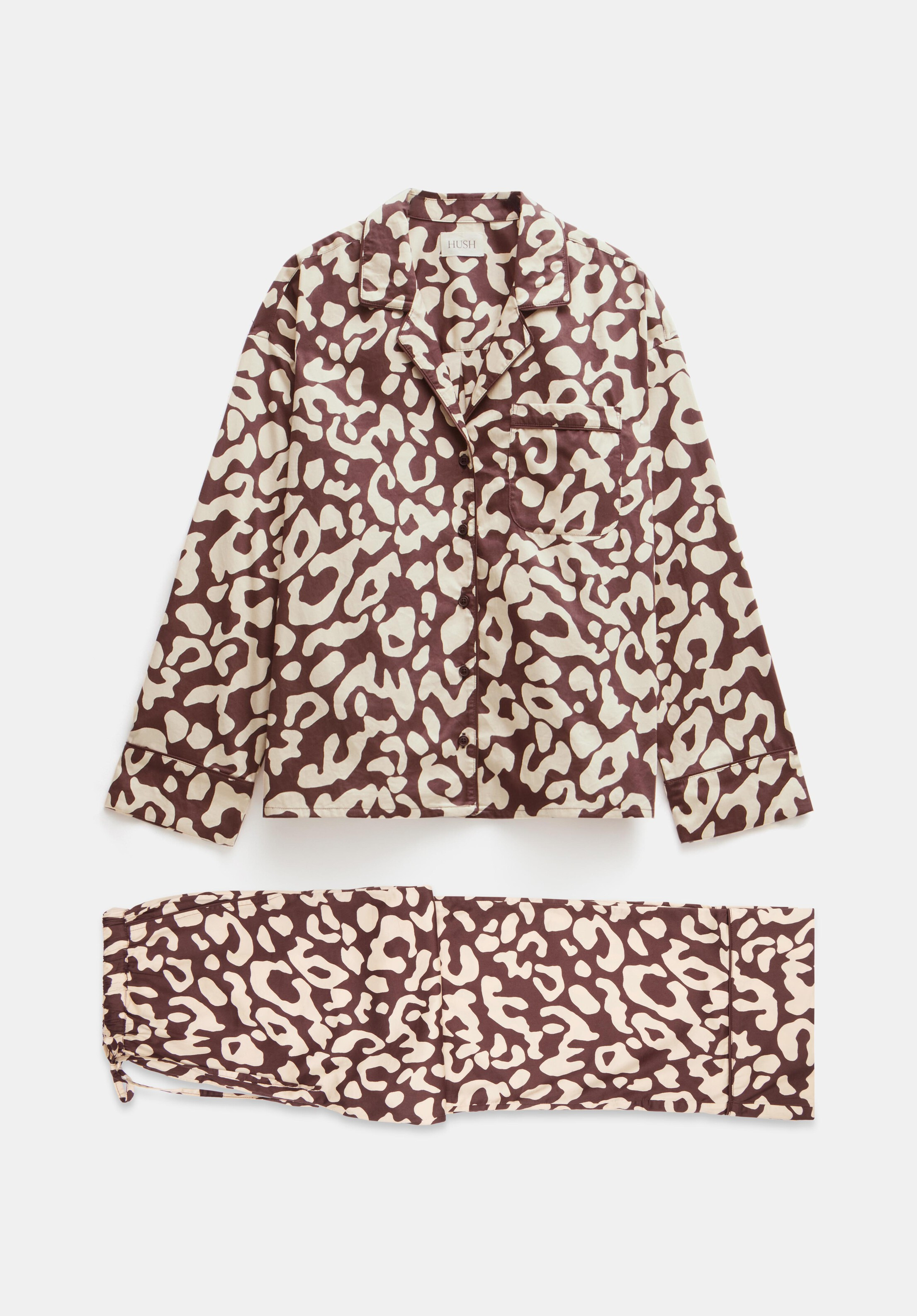 Angelina Cotton Satin Animal Print Pyjamas | Hush UK