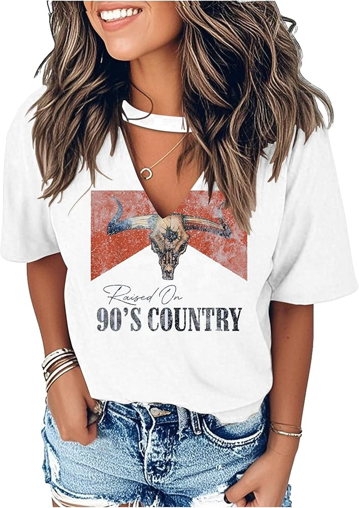 Graphic Tees for Women Western Outfits Cowgirl Shirts Rodeo Country Outfit Nashville Outfit Vitna... | Amazon (US)