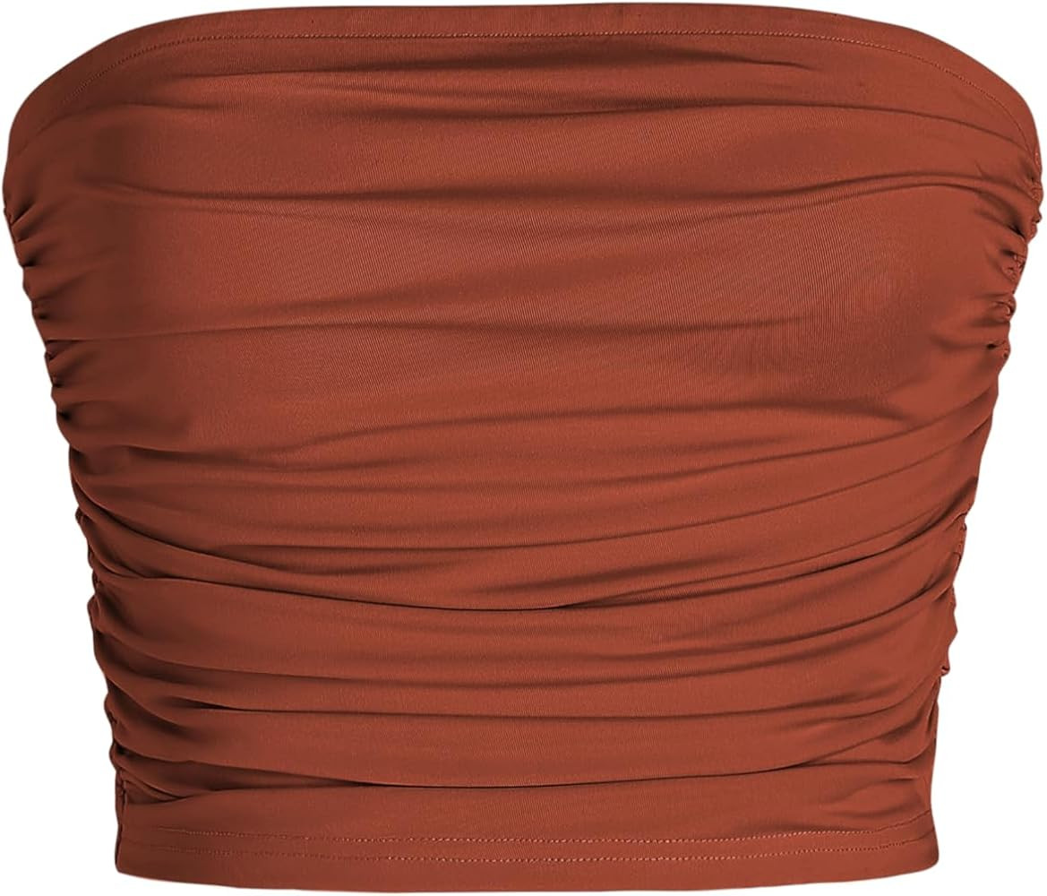 CIDER Strapless Ruched Crop Top | Amazon (US)