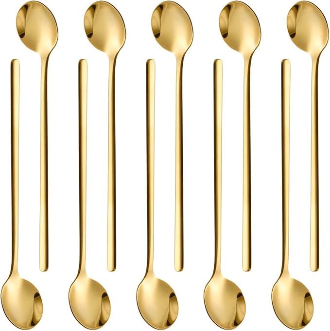 Pack of 10, Gold Espresso Spoons,Gold Plated Stainless Steel Espresso Spoons,5.19 Inch Small Hous... | Amazon (US)