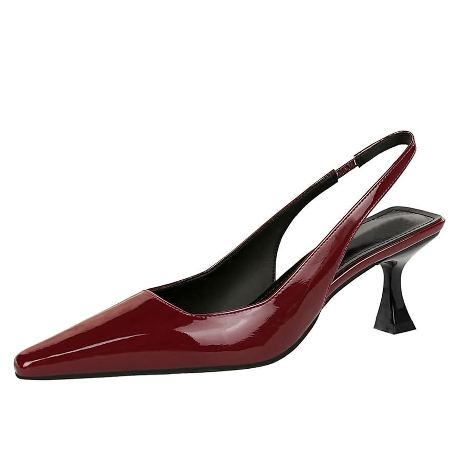 baobeijiadao Womens Kitten Heel Pumps Slingback Pointed Toe Heels Slip On Closed Toe Heeled Sanda... | Amazon (US)