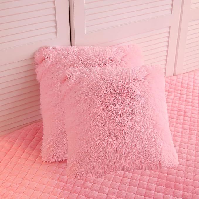 LIFEREVO 2 Pack Shaggy Plush Faux Fur Pillow Shams,Decorative Throw Pillow Cover,Home Decor Squar... | Amazon (CA)