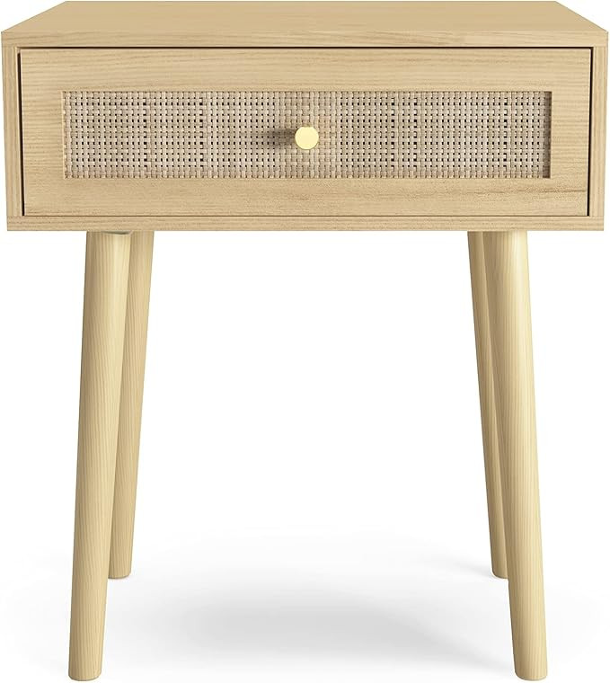 Vremi Nightstand Side Table – Natural Handmade Rattan Design Night Stands for Bedroom with Sing... | Amazon (US)