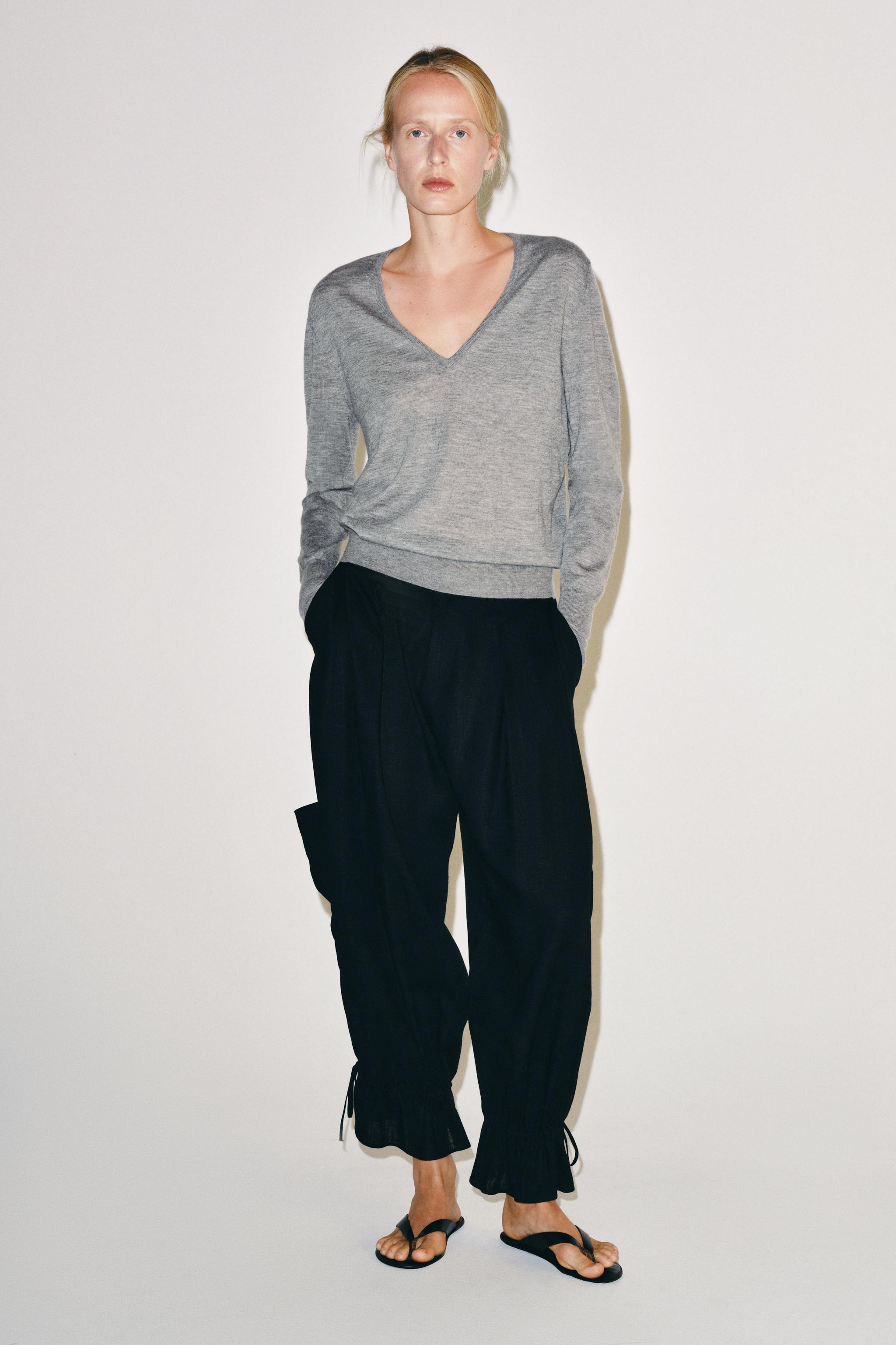 Le mannequin mesure : 178 cmZARA WOMAN COLLECTIONPantalon taille mi-haute confectionn\u00e9 en f... | Zara US