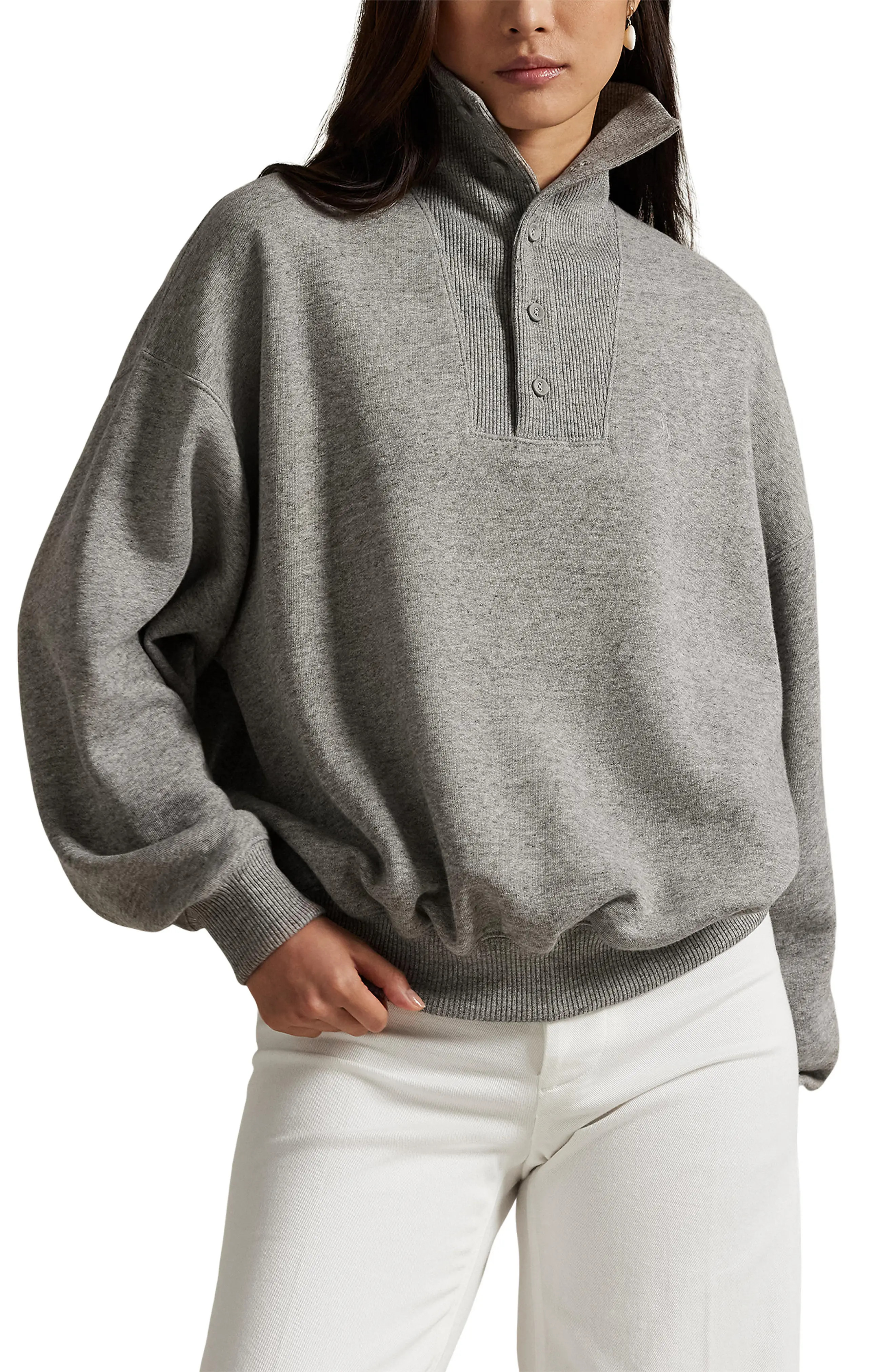 Rib Trim Mock Neck Pullover (Women) | Nordstrom | Nordstrom