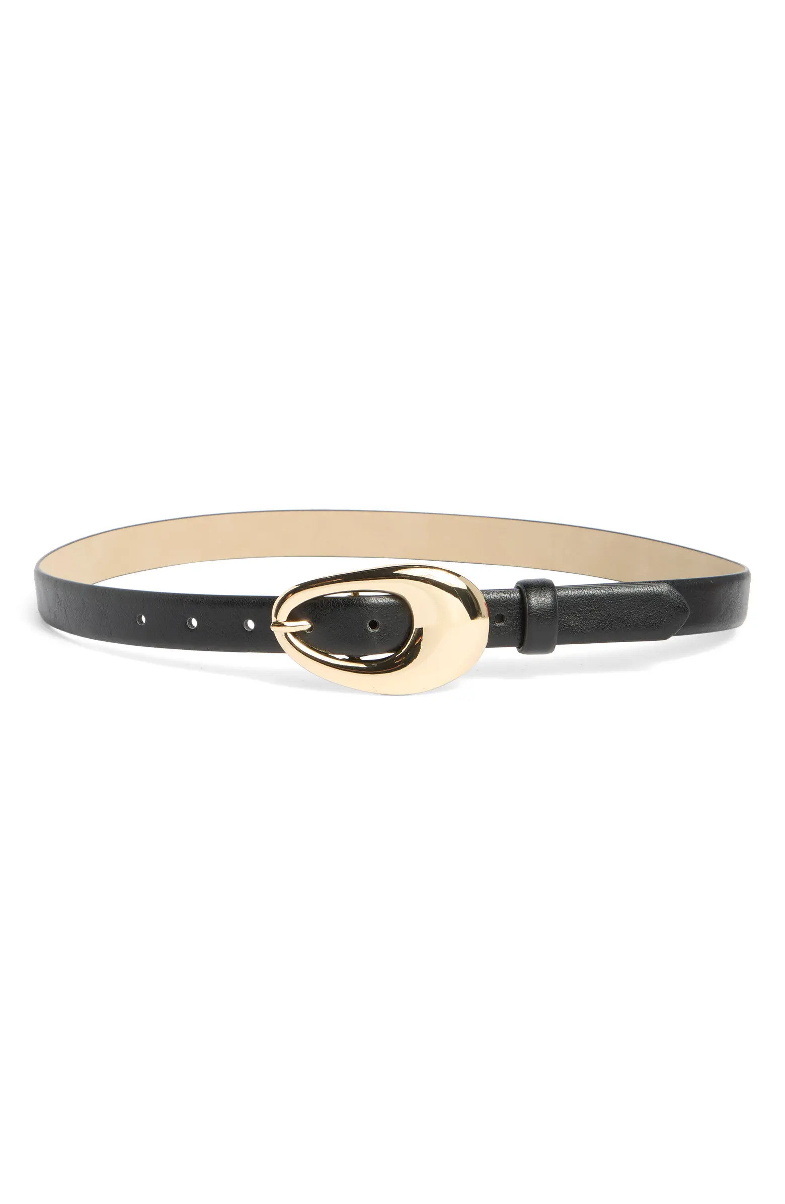 Vince Camuto Sculptural Oval Buckle Faux Leather Belt | Nordstromrack | Nordstrom Rack