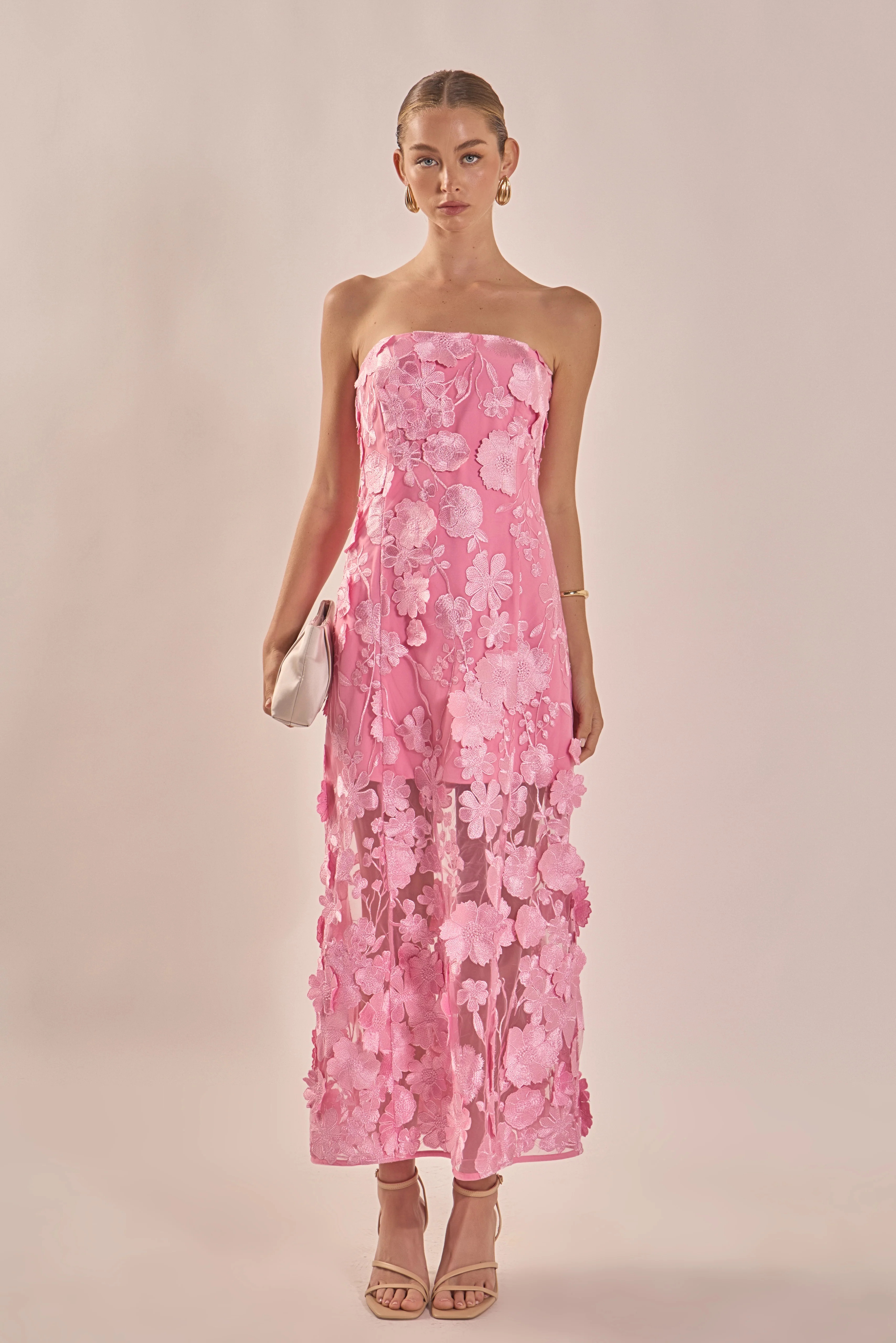 Strapless Floral Embroidered Maxi Dress | Endless Rose